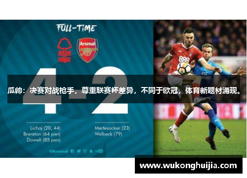 瓜帅：决赛对战枪手，尊重联赛杯差异，不同于欧冠，体育新题材涌现。